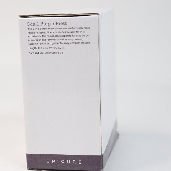 Epicure 3 In 1 Burger Press Sliders 12.5 x6.5 cm New - Picture 2 of 6